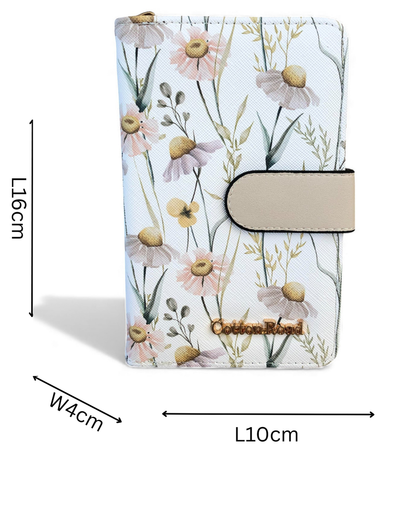 Medium IVORY FLORAL PU Leather Cotton Road Wallet