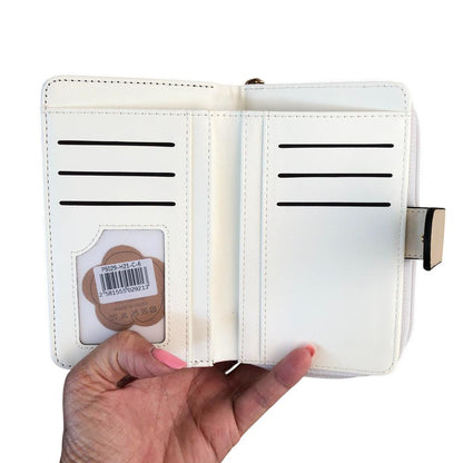 Medium IVORY FLORAL PU Leather Cotton Road Wallet