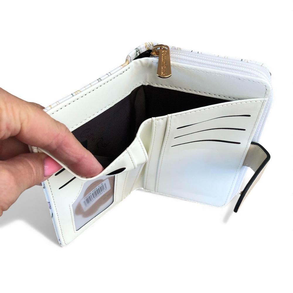 Medium IVORY FLORAL PU Leather Cotton Road Wallet