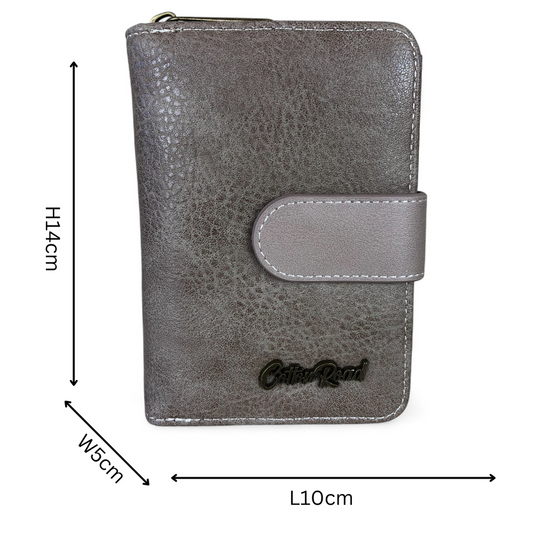 Medium KHAKI BROWN Cotton Road PU Leather Wallet with CLIP