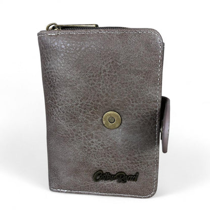Medium KHAKI BROWN Cotton Road PU Leather Wallet with CLIP