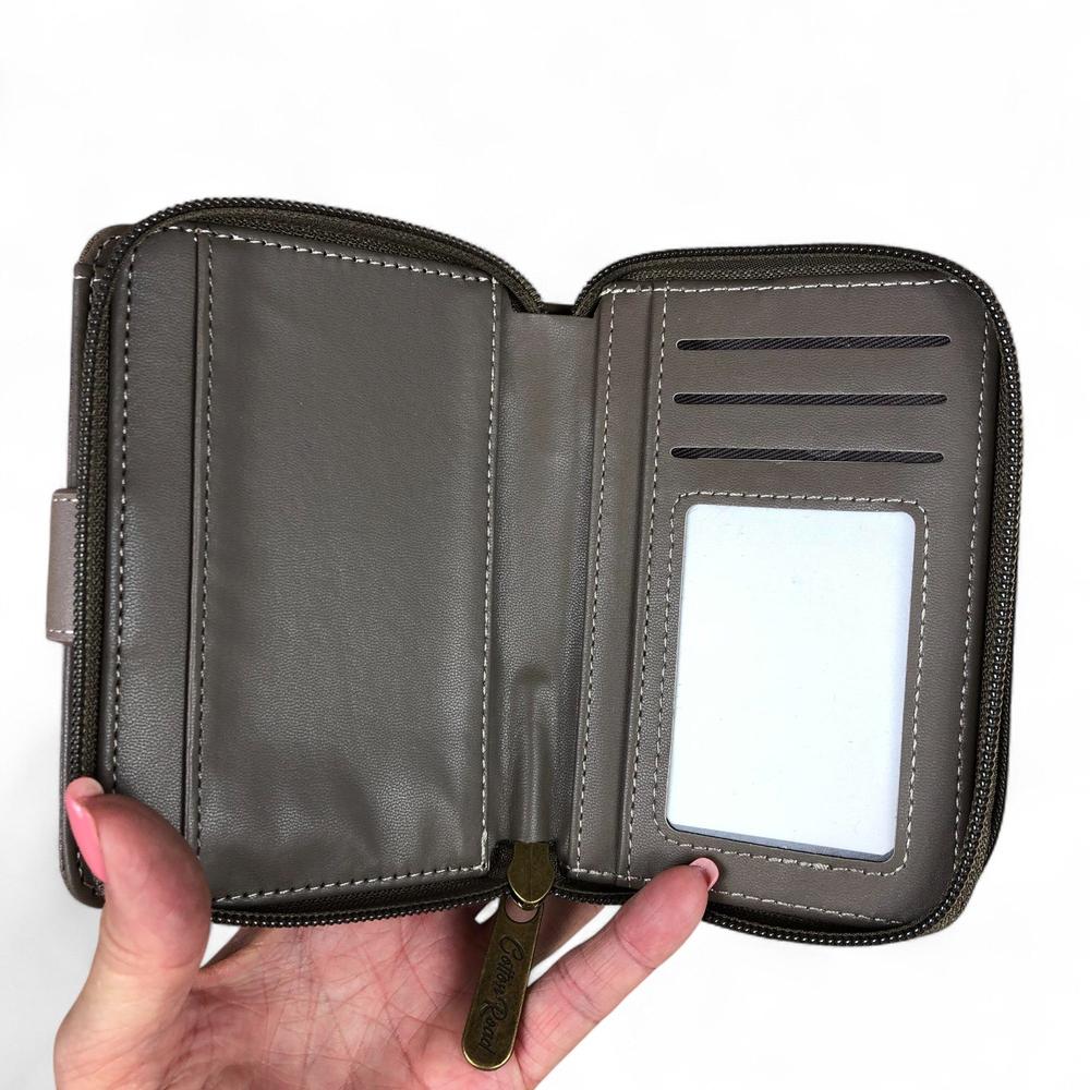 Medium KHAKI BROWN Cotton Road PU Leather Wallet with CLIP
