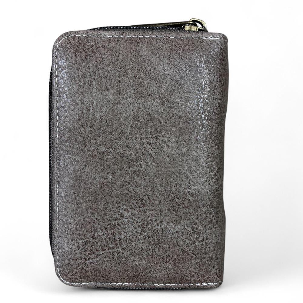 Medium KHAKI BROWN Cotton Road PU Leather Wallet with CLIP