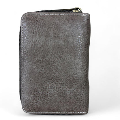 Medium KHAKI BROWN Cotton Road PU Leather Wallet with CLIP