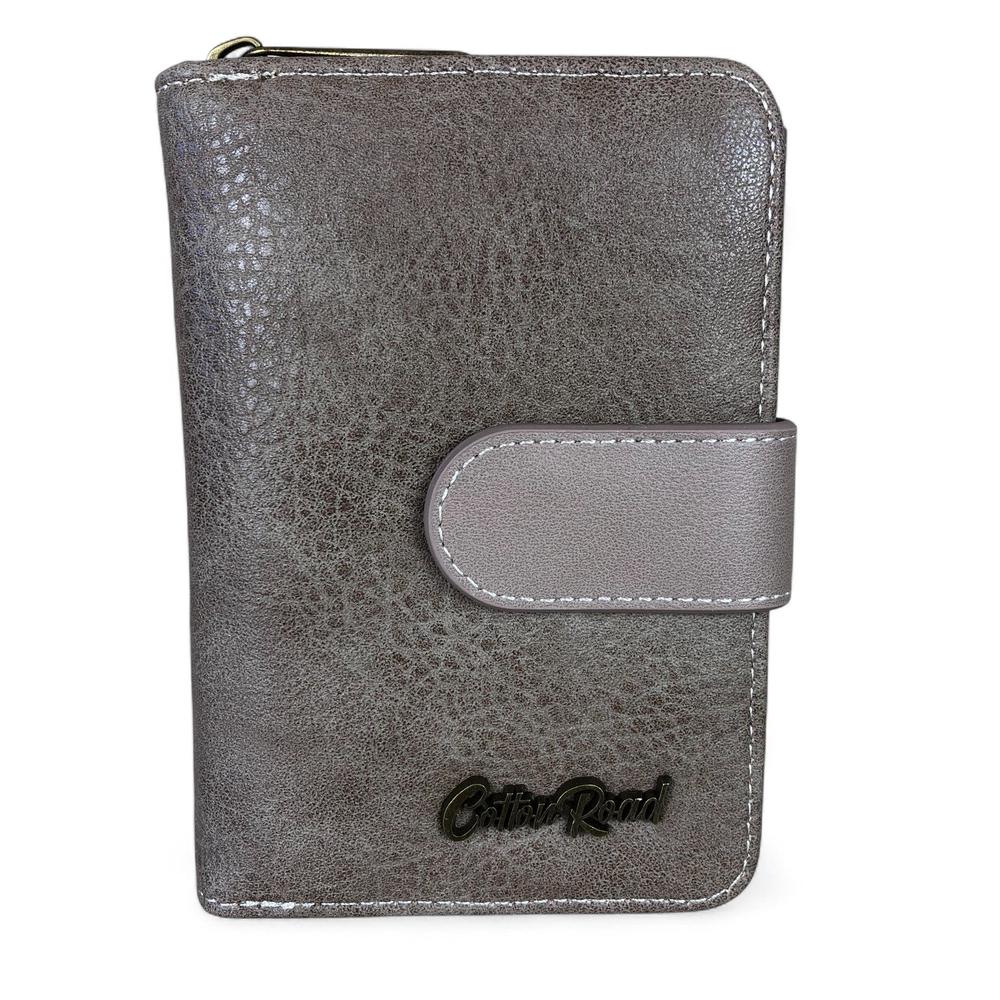 Medium KHAKI BROWN Cotton Road PU Leather Wallet with CLIP
