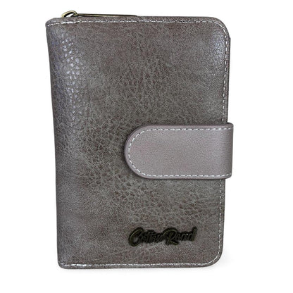 Medium KHAKI BROWN Cotton Road PU Leather Wallet with CLIP