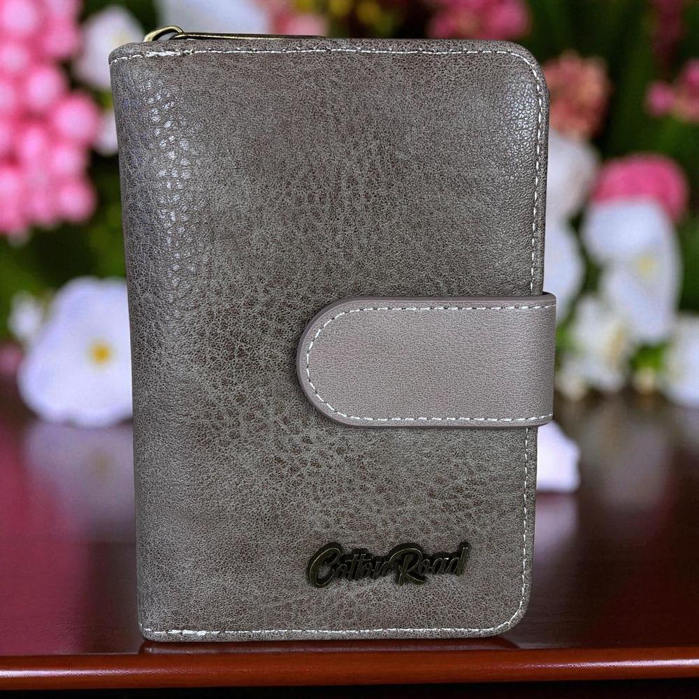 Medium KHAKI BROWN Cotton Road PU Leather Wallet with CLIP