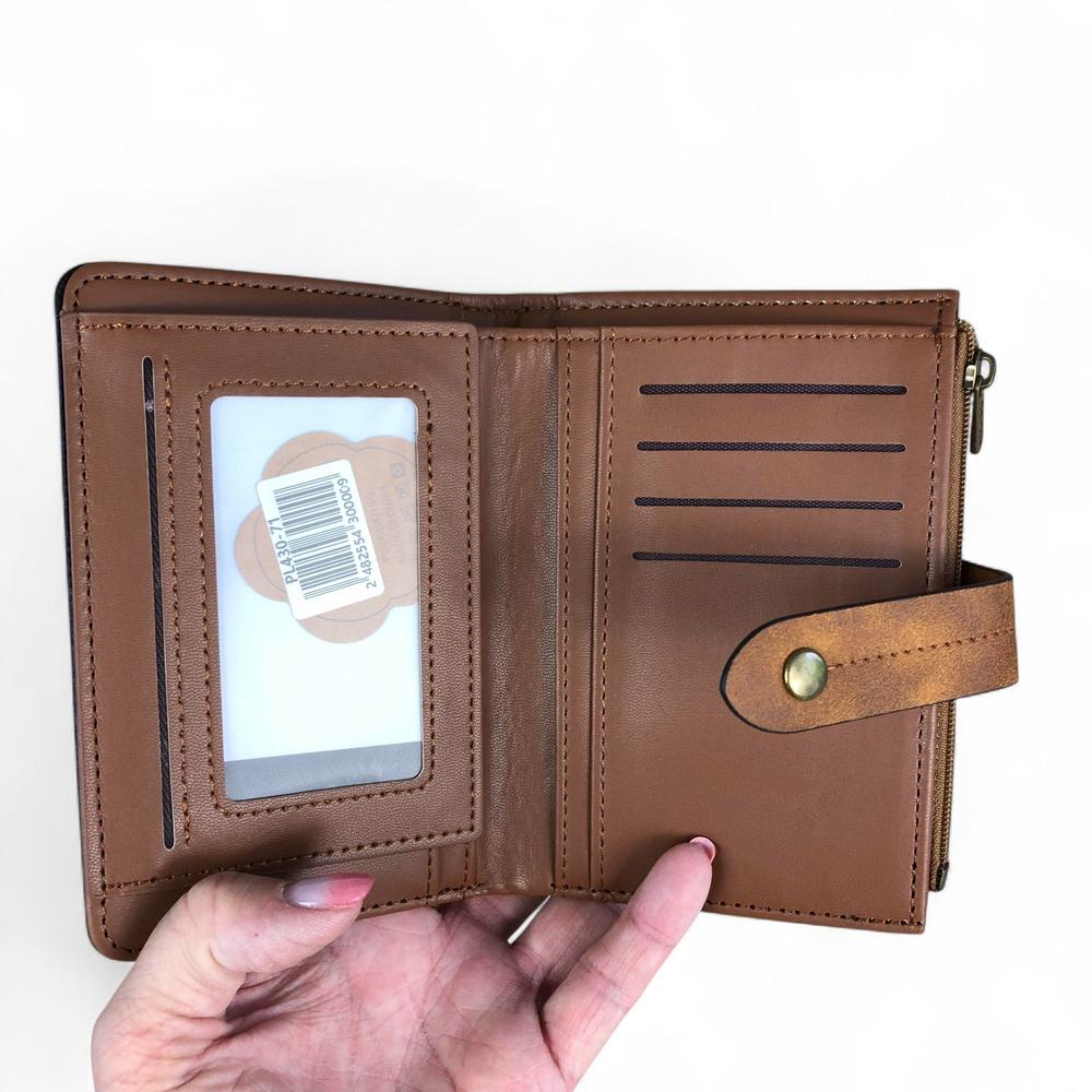 Medium KHAKI PU Leather Cotton Road Wallet with OUTSIDE ZIP Pocket