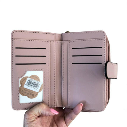 Medium PINK FLORAL PU Leather Cotton Road Wallet