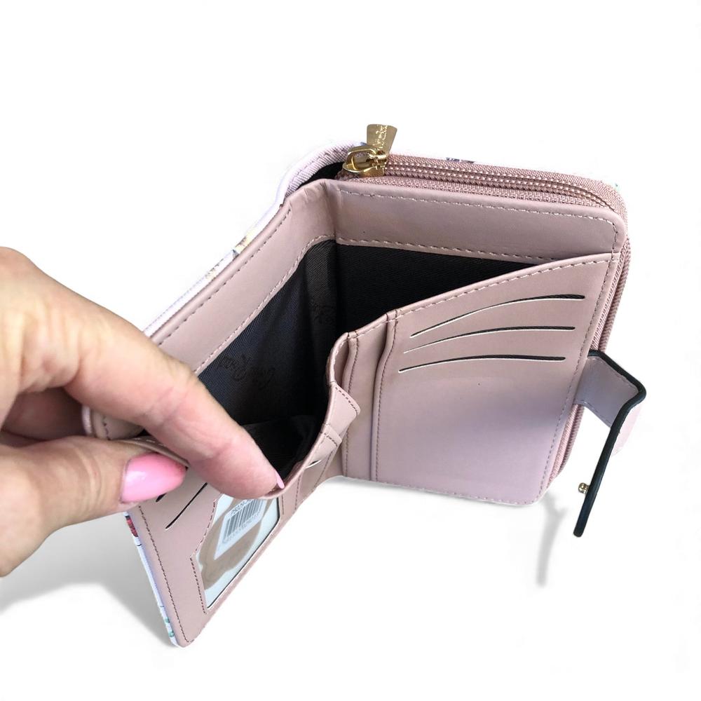 Medium PINK FLORAL PU Leather Cotton Road Wallet