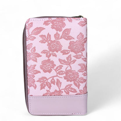Medium PINK PU Leather Cotton Road Wallet with FLORAL Panel