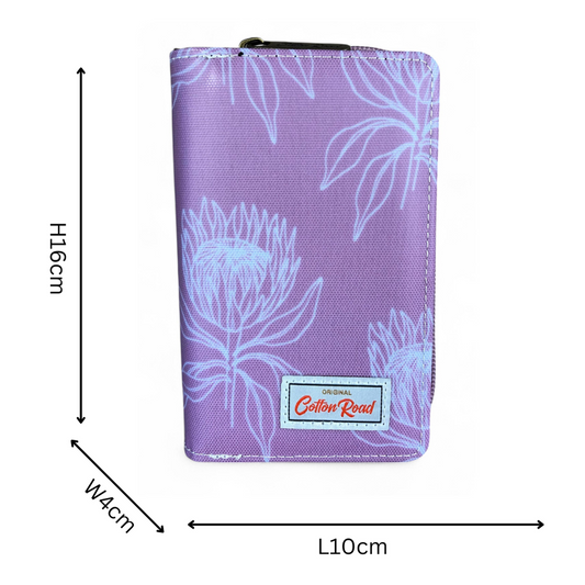 Medium PINK PU Leather Cotton Road Wallet with PROTEAS
