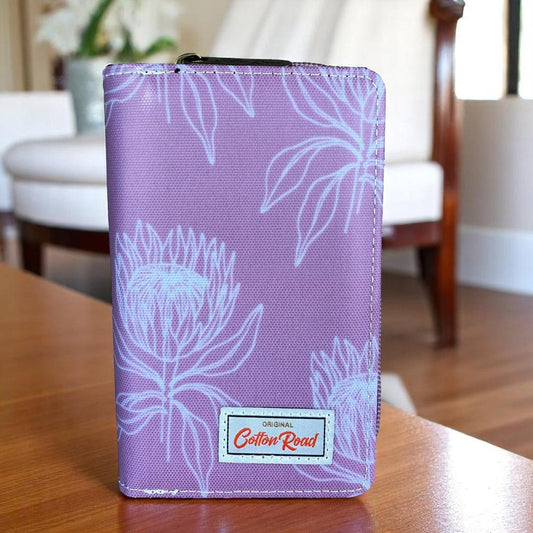 Medium PINK PU Leather Cotton Road Wallet with PROTEAS