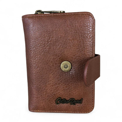 Medium TAN BROWN Cotton Road PU Leather Wallet with CLIP