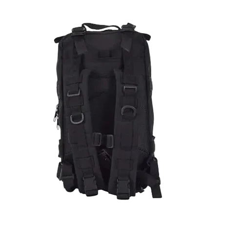 Black Military Tactical Backpack rear view with carry straps with white background. We Sell Bags South Africa