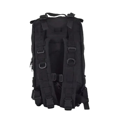 Black Military Tactical Backpack rear view with carry straps with white background. We Sell Bags South Africa
