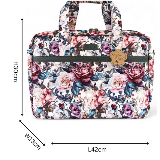 PINK Canvas FLORAL Cotton Road Laptop Bag with GREY Trim and Matching Sleeve COMBO