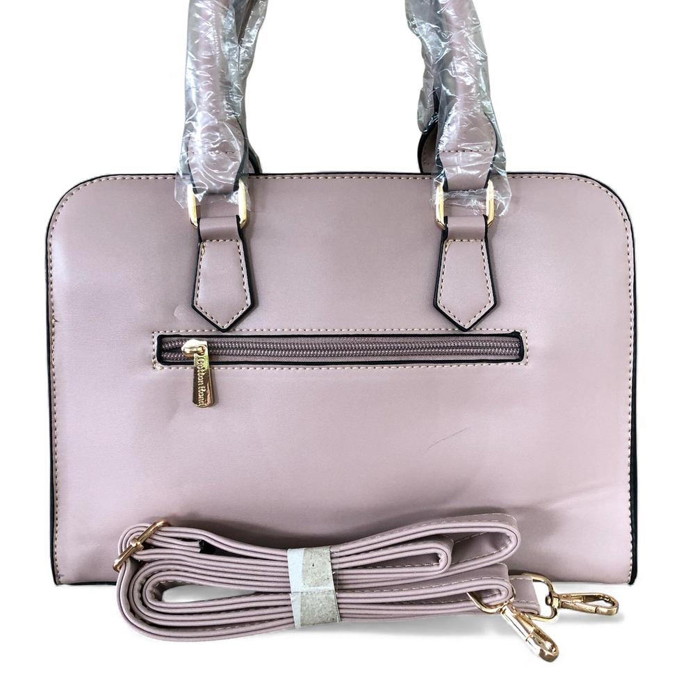 PINK Cotton Road PU Leather Handbag with FLORAL Panel