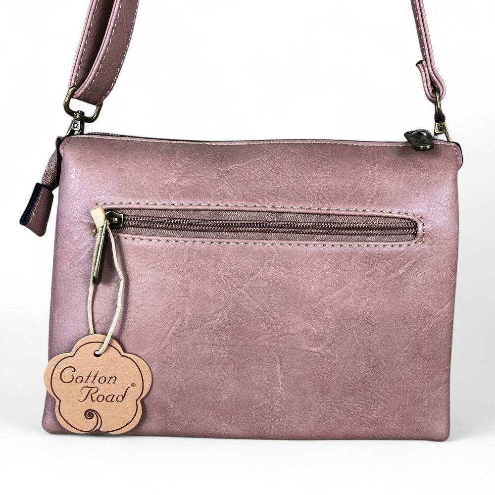 PINK Cotton Road PU Leather Sling Bag with FLORAL detailing