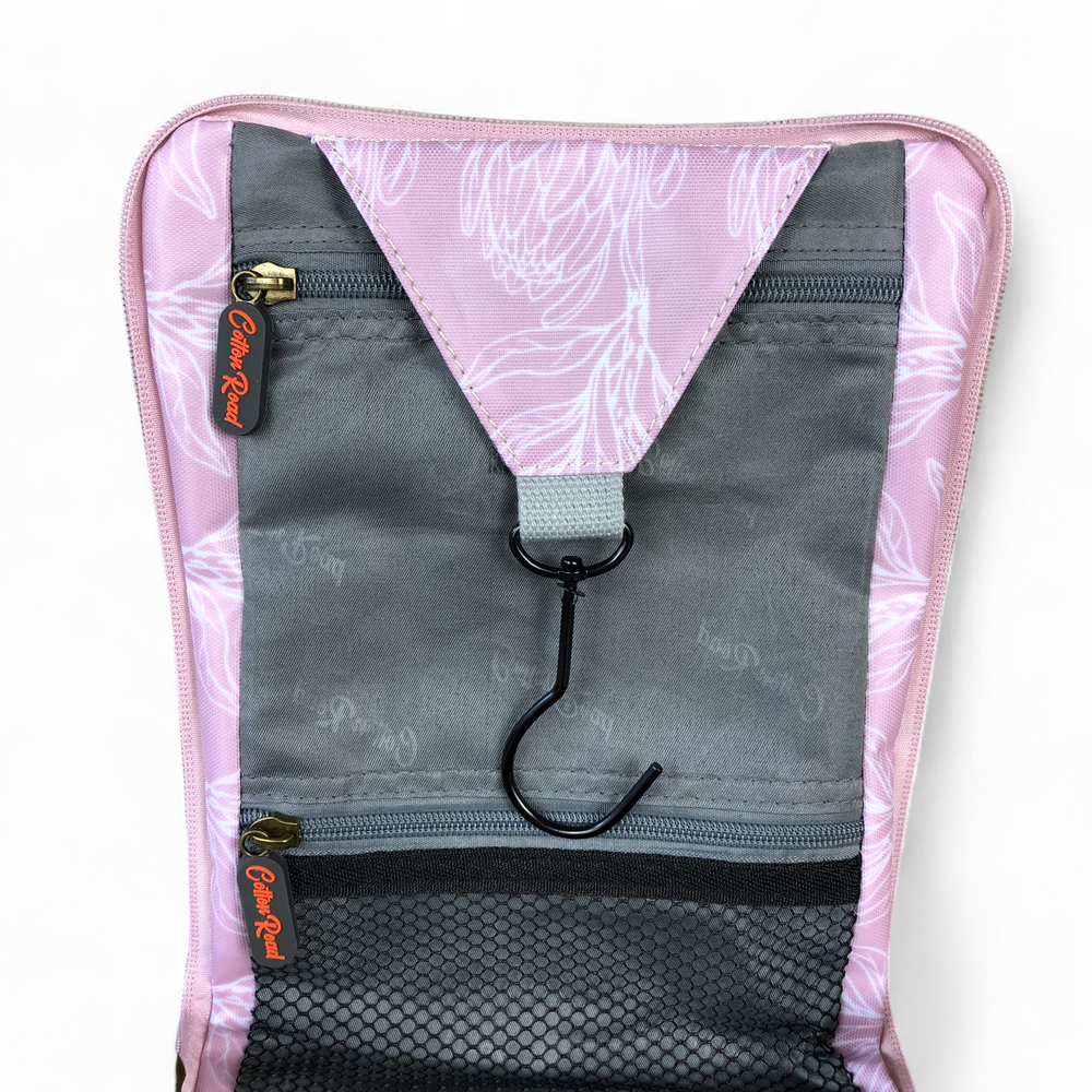PINK Cotton Road PVC Hanging Vanity Bag with PROTEAS