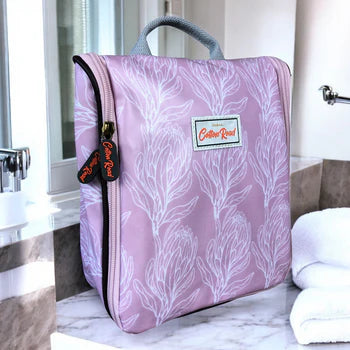 PINK PVC 4pce Cotton Road Vanity Toiletry Set with PROTEAS