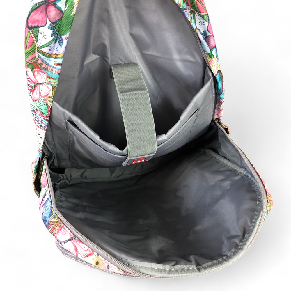 PINK FLORAL Canvas Cotton Road Backpack with BUTTERFLIES