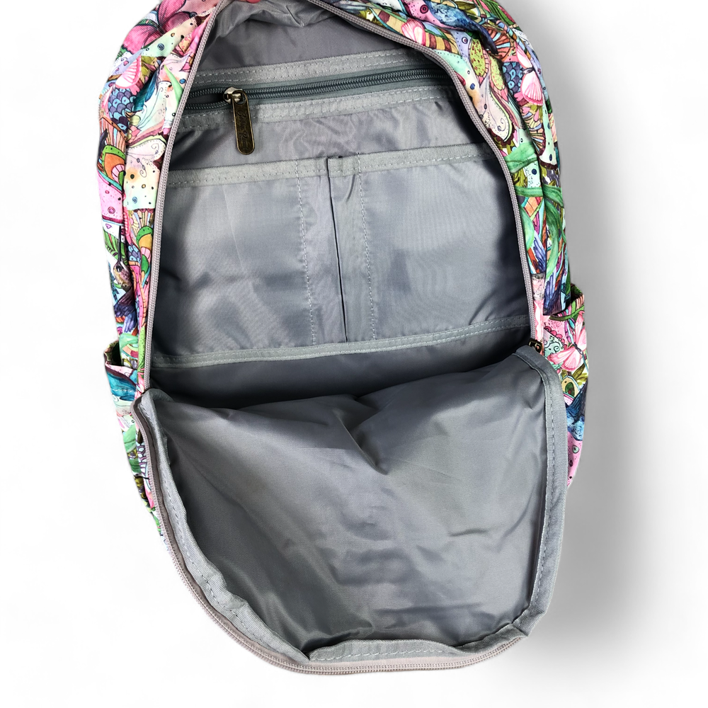PINK FLORAL Canvas Cotton Road Backpack with BUTTERFLIES
