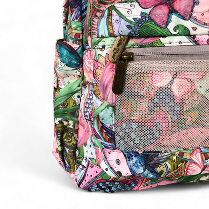 PINK FLORAL Canvas Cotton Road Backpack with BUTTERFLIES