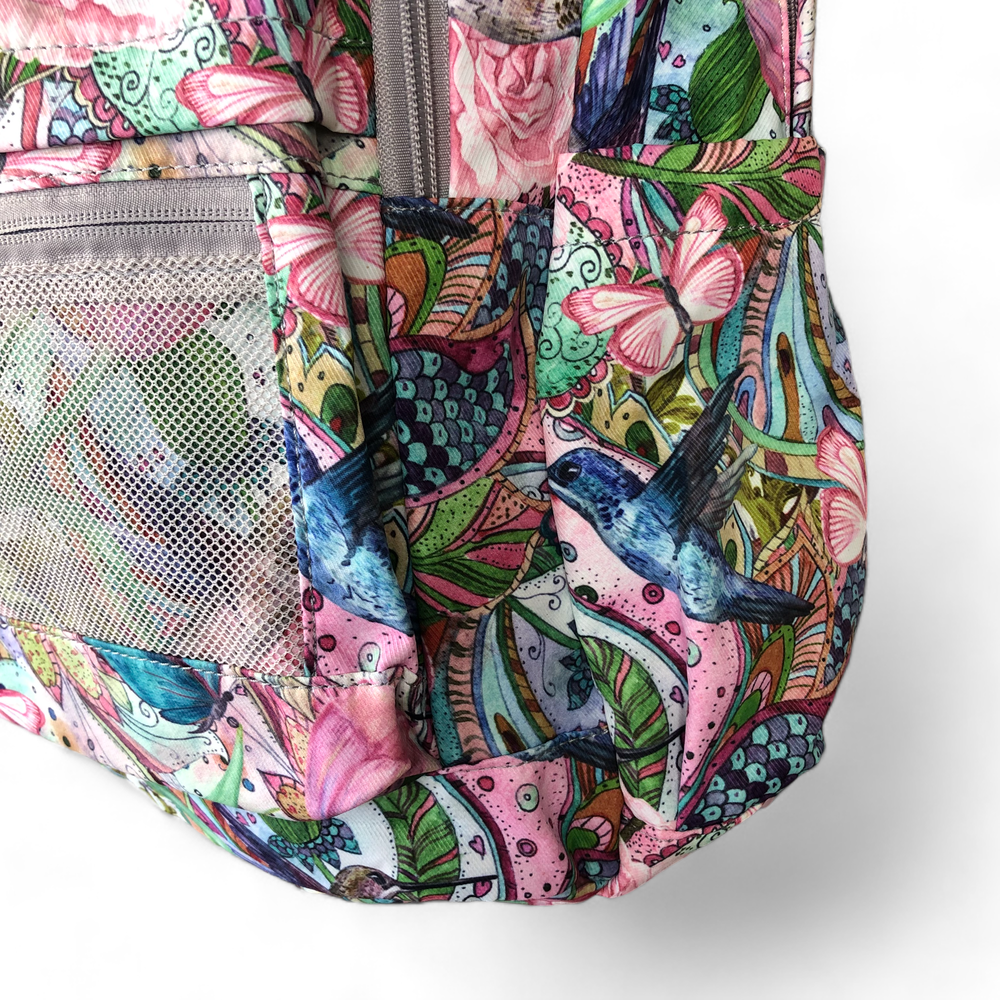 PINK FLORAL Canvas Cotton Road Backpack with BUTTERFLIES