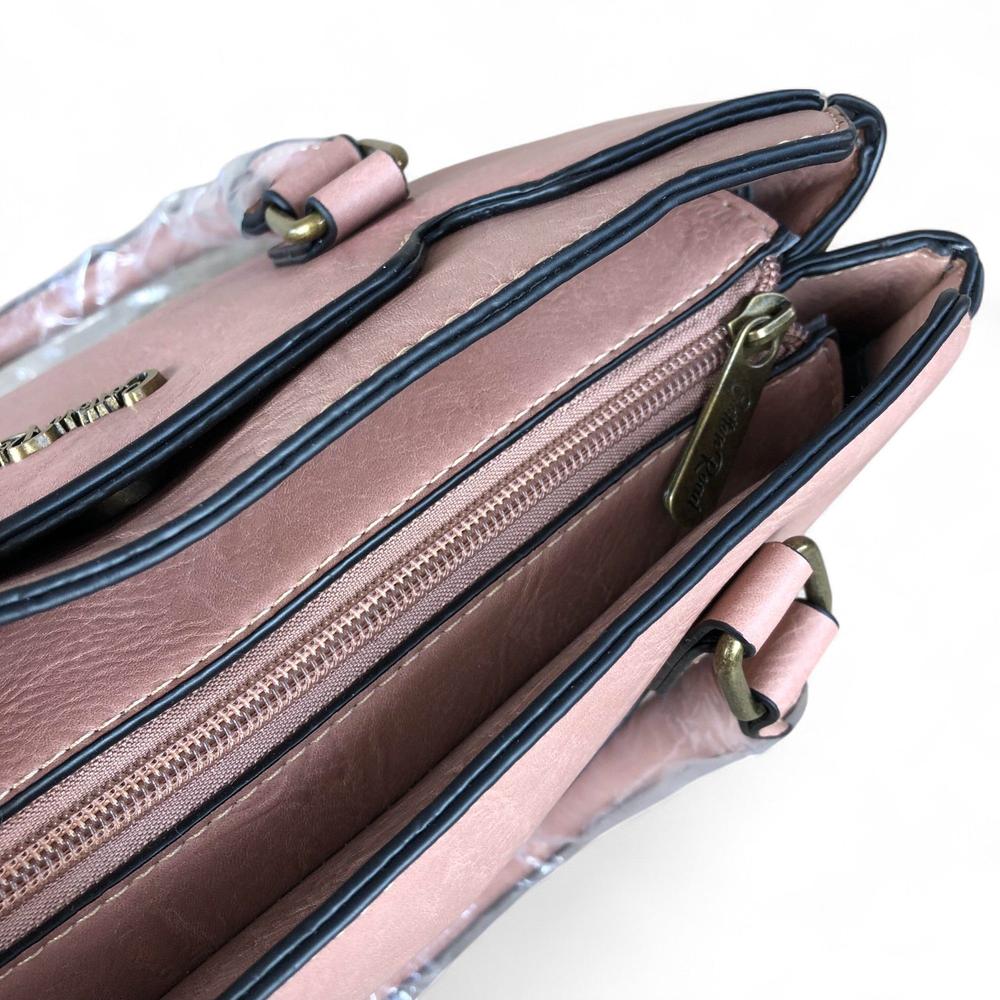 PINK FLORAL PU Leather Cotton Road Handbag