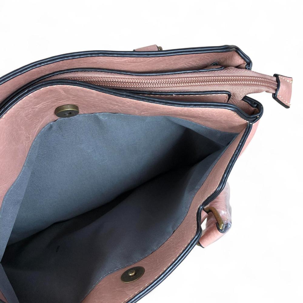 PINK FLORAL PU Leather Cotton Road Handbag