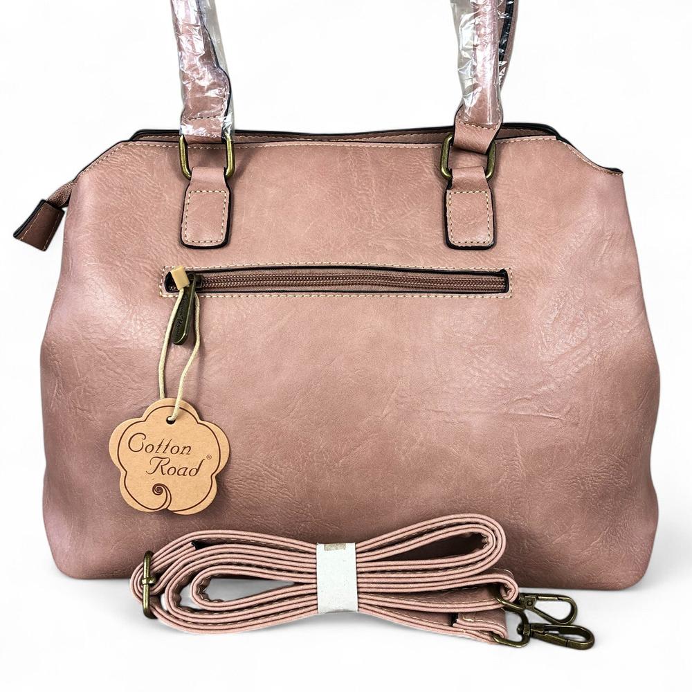 PINK FLORAL PU Leather Cotton Road Handbag