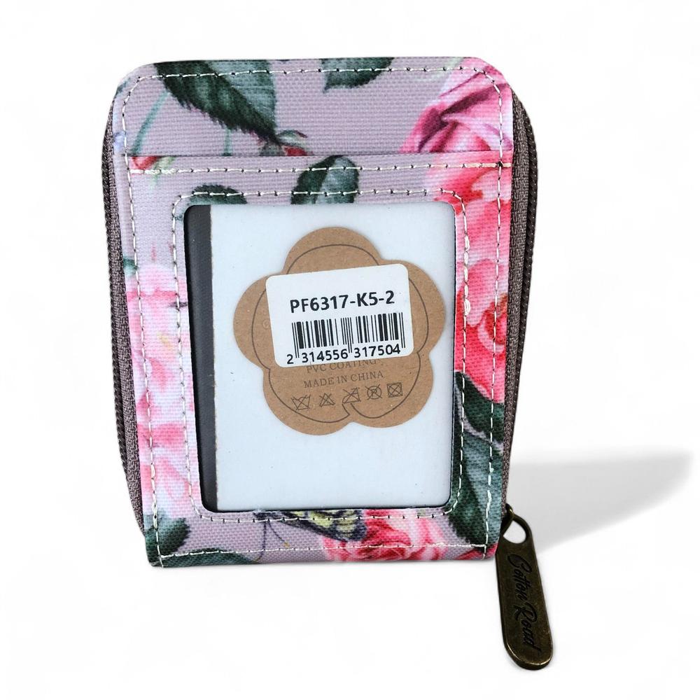 PINK FLORAL PVC Cotton Road Card Holder