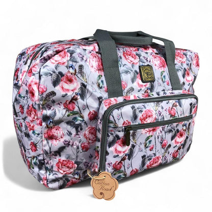 PINK FLORAL PVC Foldaway WEEKENDER Cotton Road Travel Bag