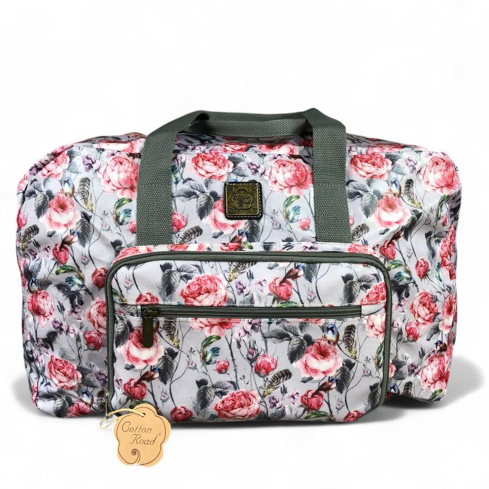 PINK FLORAL PVC Foldaway WEEKENDER Cotton Road Travel Bag