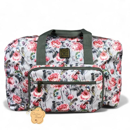 PINK FLORAL PVC Foldaway WEEKENDER Cotton Road Travel Bag