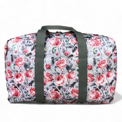 PINK FLORAL PVC Foldaway WEEKENDER Cotton Road Travel Bag