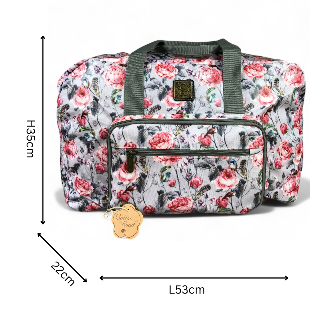 PINK FLORAL PVC Foldaway WEEKENDER Cotton Road Travel Bag