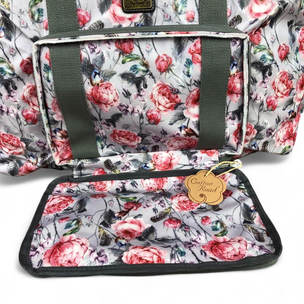 PINK FLORAL PVC Foldaway WEEKENDER Cotton Road Travel Bag
