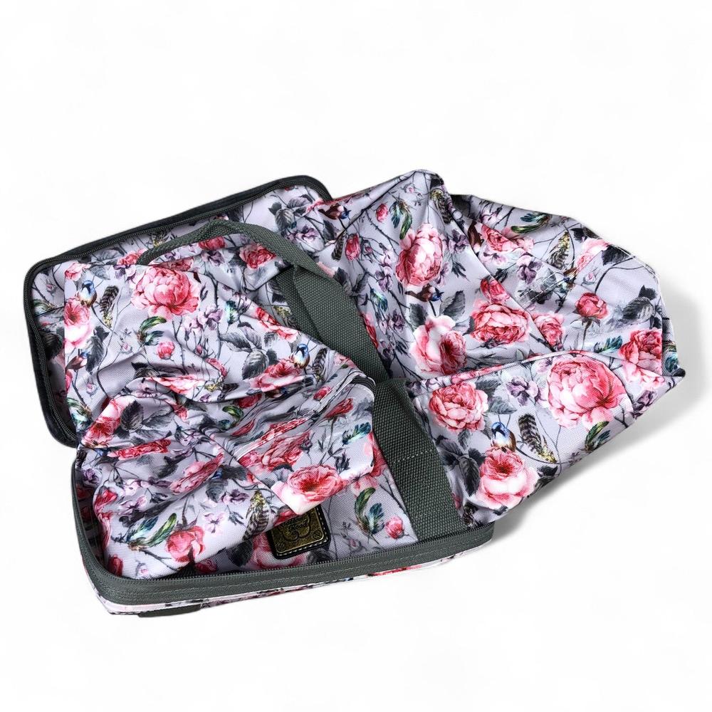 PINK FLORAL PVC Foldaway WEEKENDER Cotton Road Travel Bag