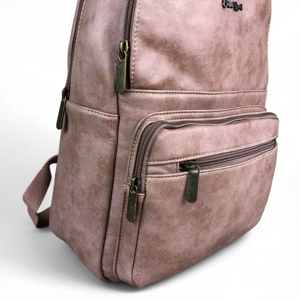 PINK PU Leather Cotton Road Backpack