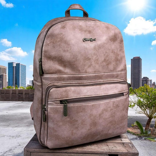 PINK PU Leather Cotton Road Backpack