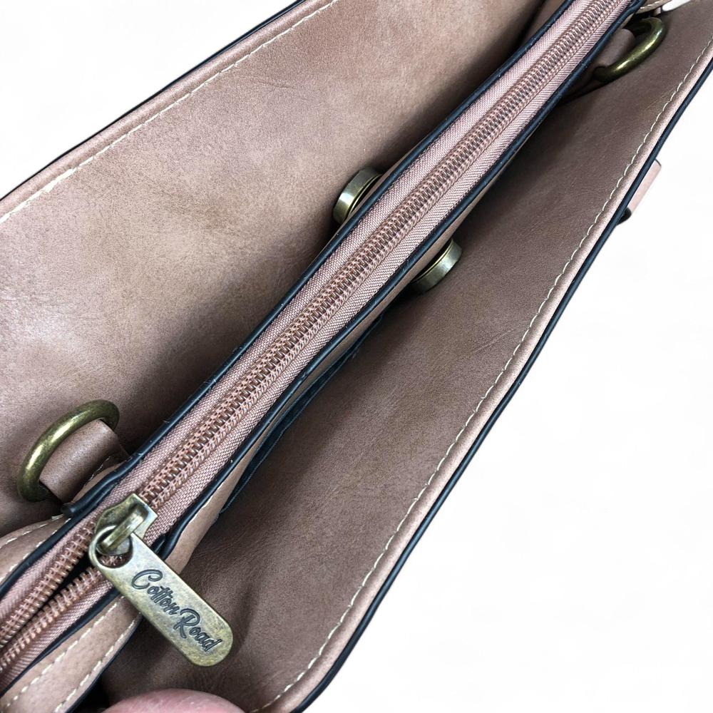 PINK PU Leather Cotton Road Handbag with STUDDS