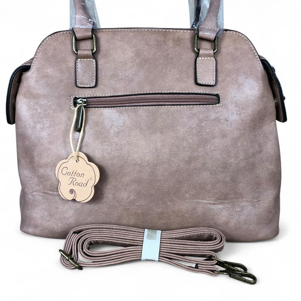 PINK PU Leather Cotton Road Handbag with STUDDS