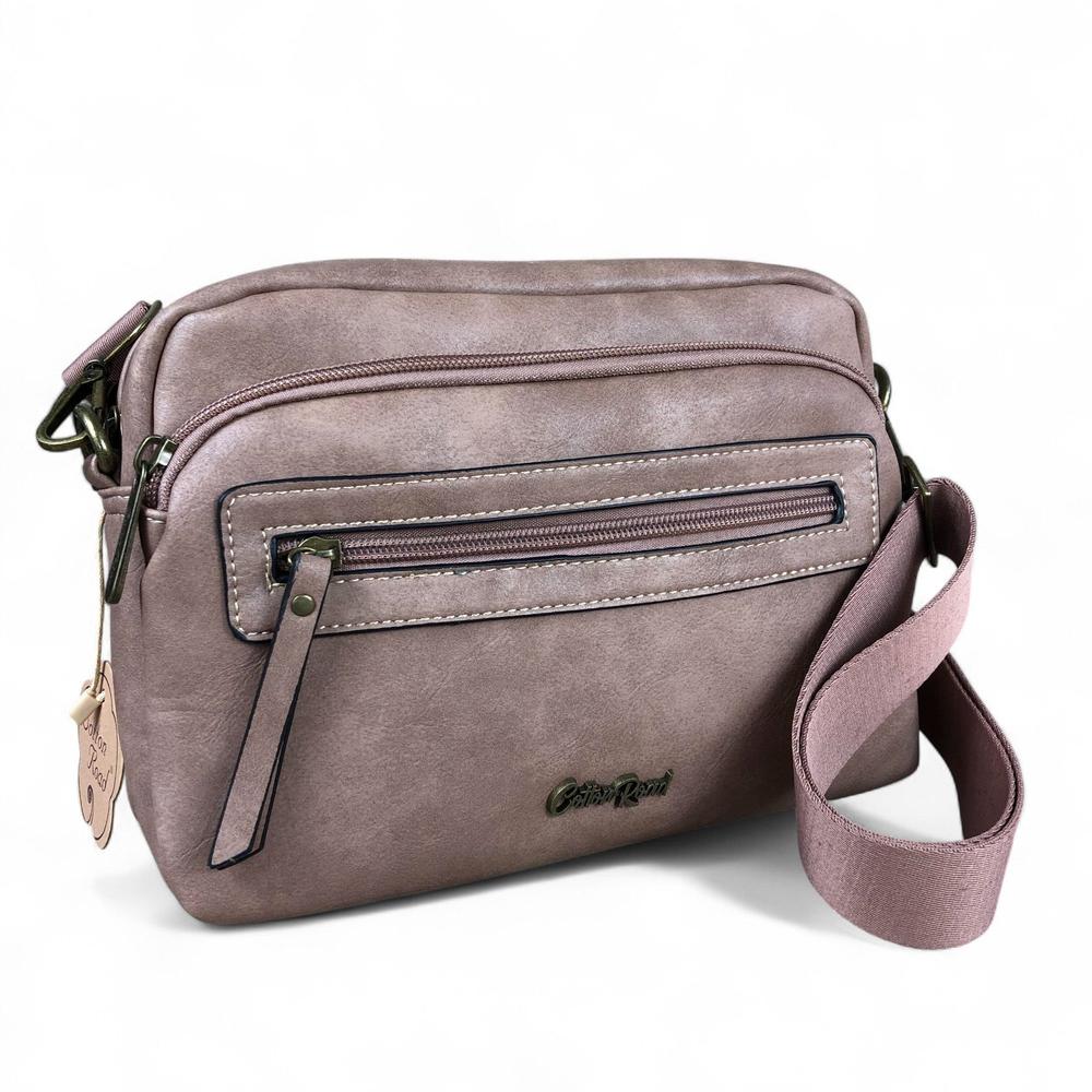 PINK PU Leather Cotton Road Sling Bag