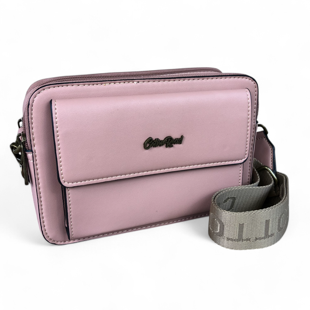 PINK PU Leather Cotton Road Sling Bag with BRANDED STRAP