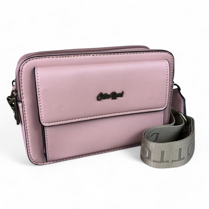 PINK PU Leather Cotton Road Sling Bag with BRANDED STRAP