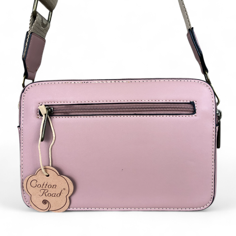 PINK PU Leather Cotton Road Sling Bag with BRANDED STRAP