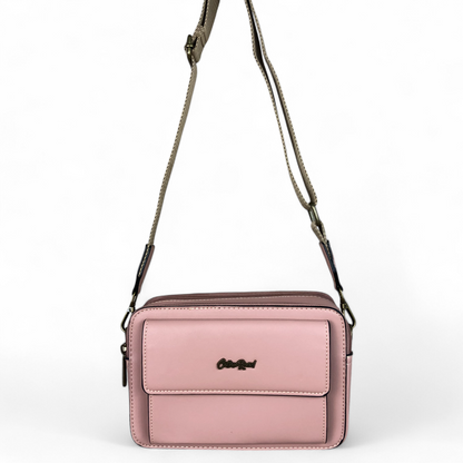 PINK PU Leather Cotton Road Sling Bag with BRANDED STRAP