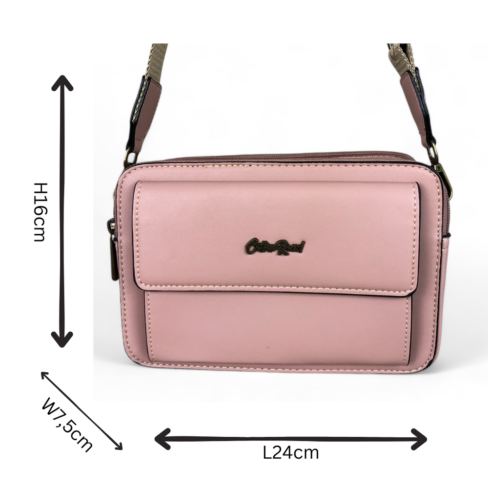 PINK PU Leather Cotton Road Sling Bag with BRANDED STRAP